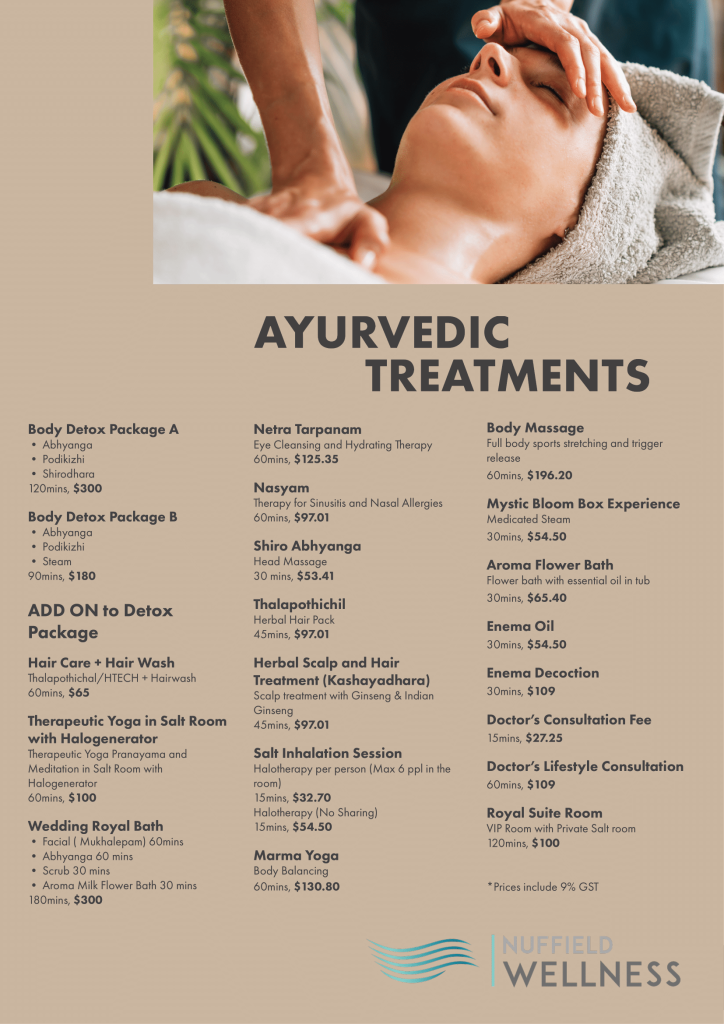 Price List – Ayurvedic Wellness Clinic & Spa In The Heart Of Orchard ...